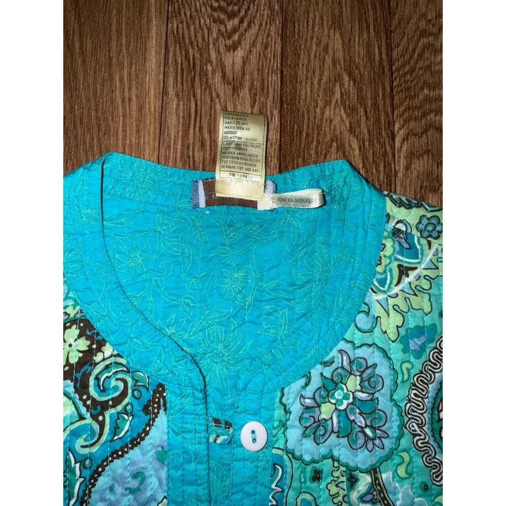 Laurence & Co Quilted Paisley Print‎ Button Front Jacket Women's M